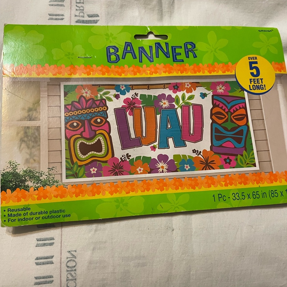Luau Party Banner with Colorful Tiki Design